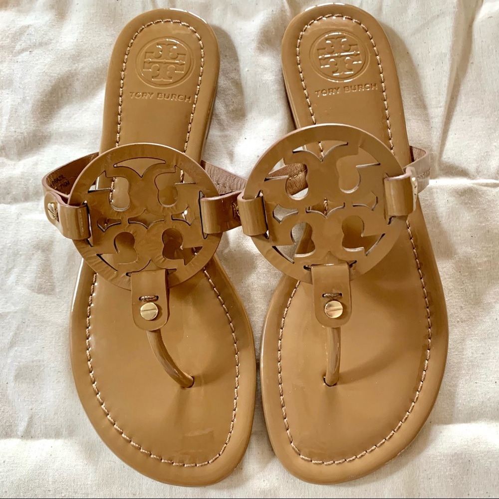 Tory Burch Miller Sandals Sand Patent 7.5